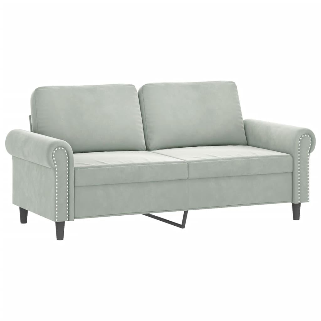 Light Gray Velvet 2 Piece Sofa Set with Throw Pillows G111460