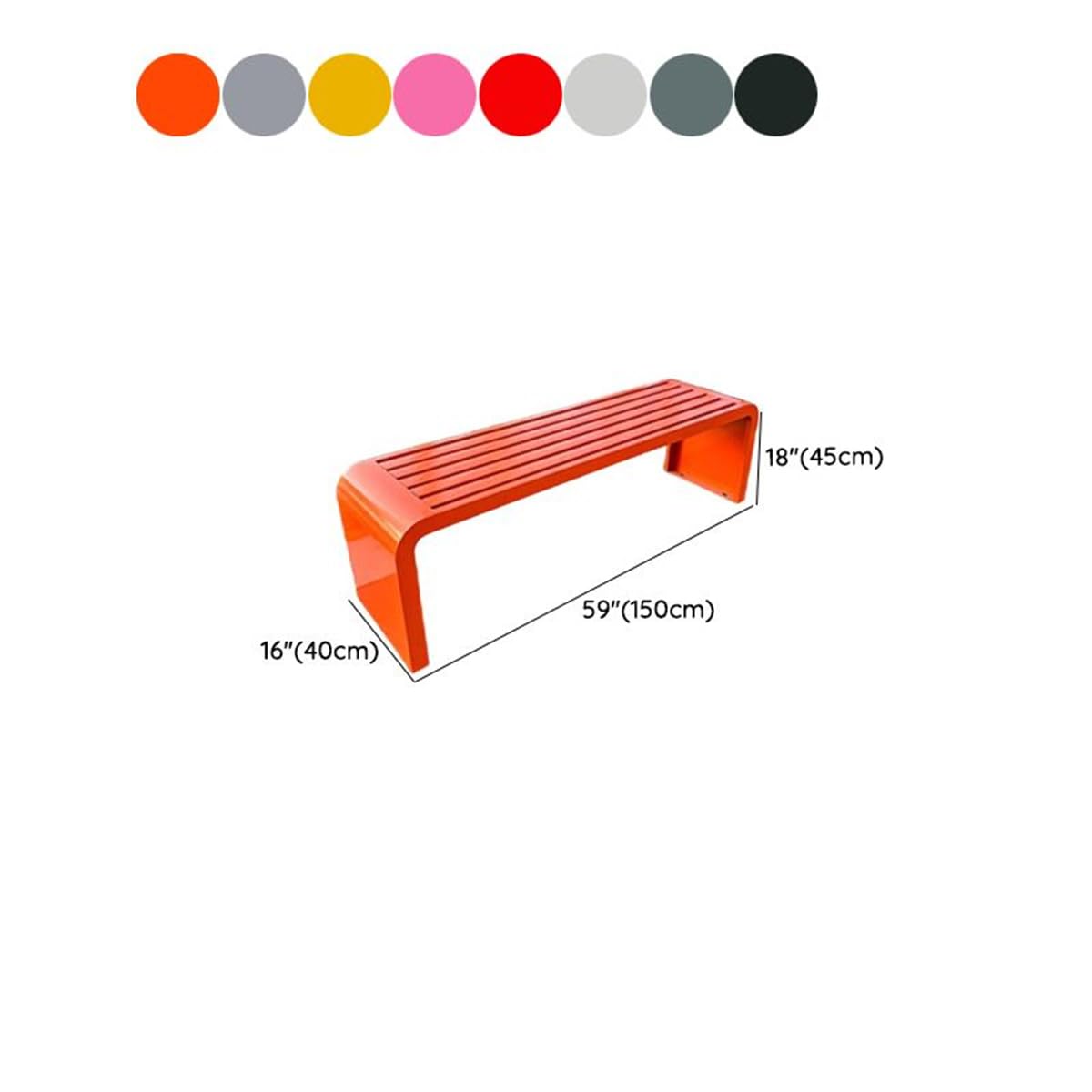 Alloy Stainless Steel Outdoor Bench Red 59" L x 16" W x 18" H X386445