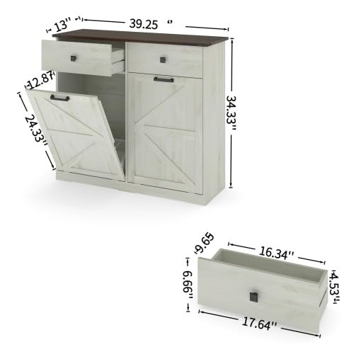 Tilt Out Trash Can Cabinet with Drawer D1744