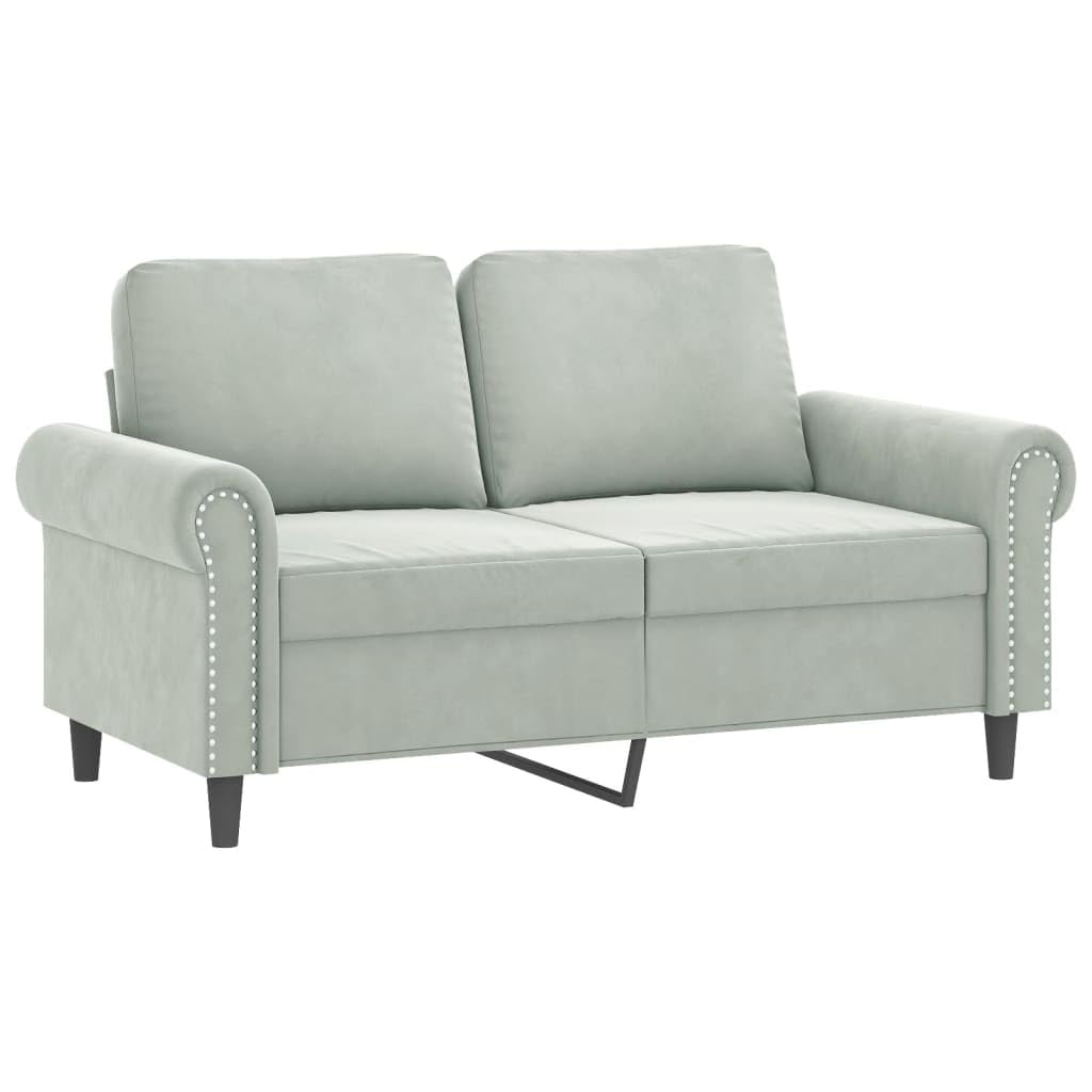 Light Gray Velvet 2 Piece Sofa Set with Throw Pillows G111460