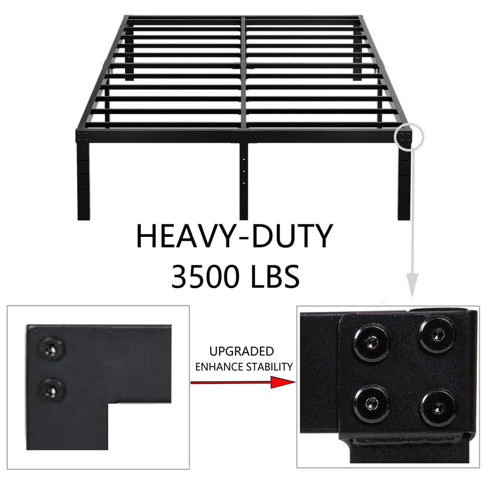 Queen Size 18 Inch Metal Platform Bed Frame Black H86590