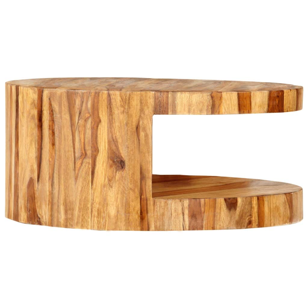 Natural Solid Sheesham Wood Coffee Table 25.6 in Dia W66846