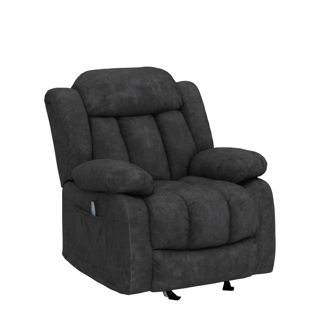 Grey Manual Swivel Rocker Recliner with Heat and Vibration V1799