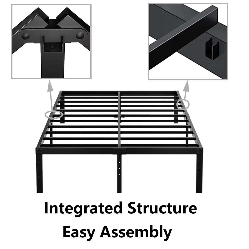 Queen Size 18 Inch Metal Platform Bed Frame Black H86590