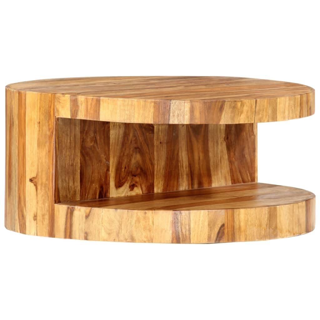 Natural Solid Sheesham Wood Coffee Table 25.6 in Dia W66846