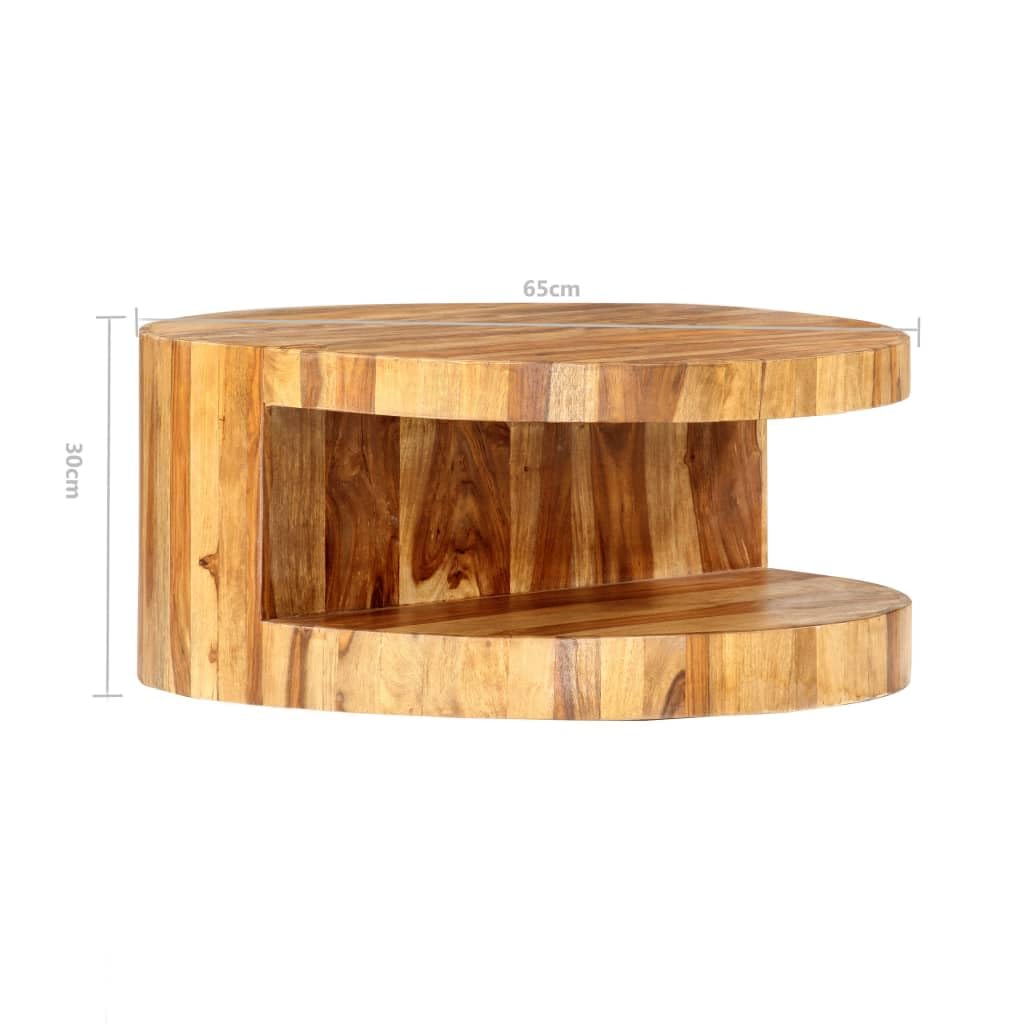 Natural Solid Sheesham Wood Coffee Table 25.6 in Dia W66846