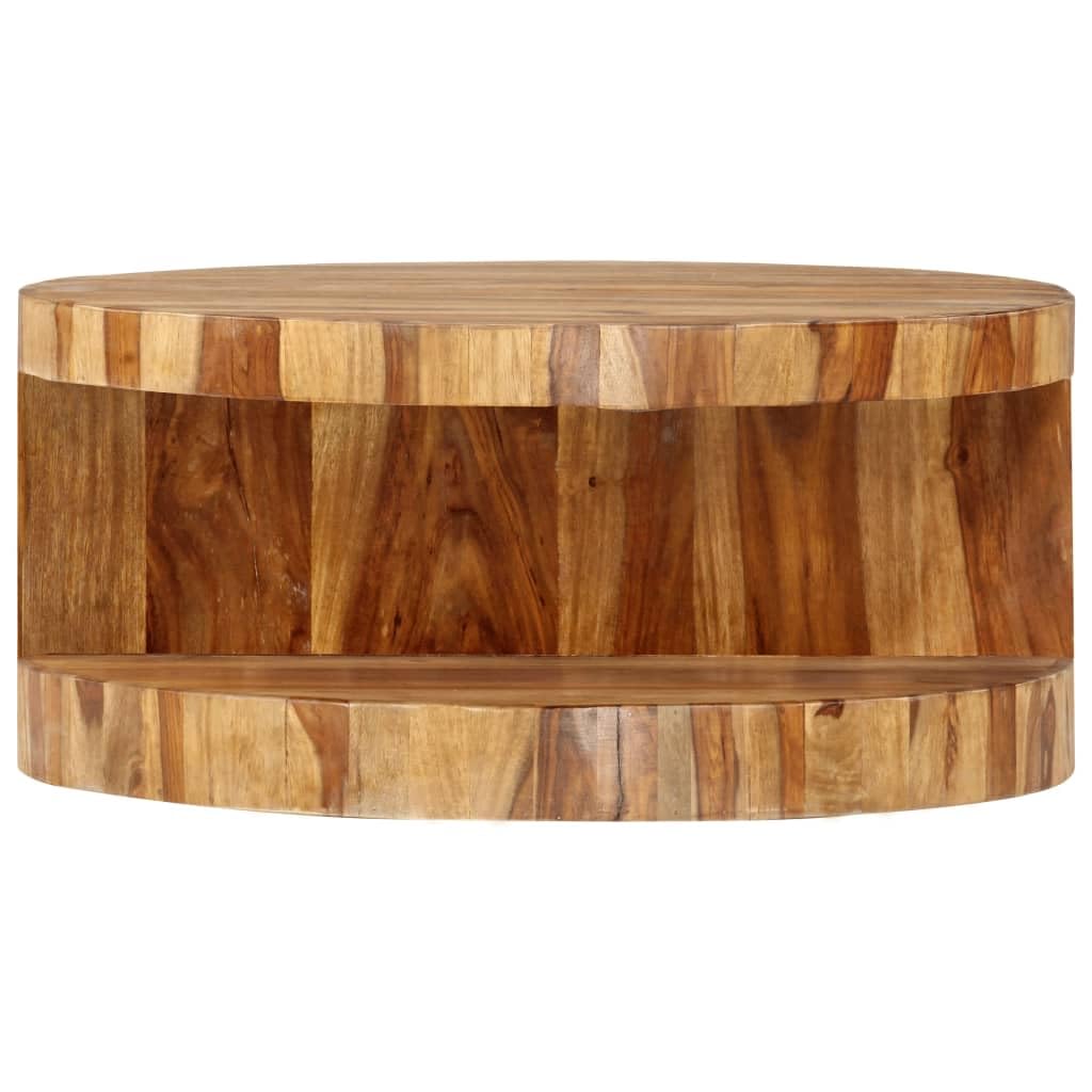 Natural Solid Sheesham Wood Coffee Table 25.6 in Dia W66846