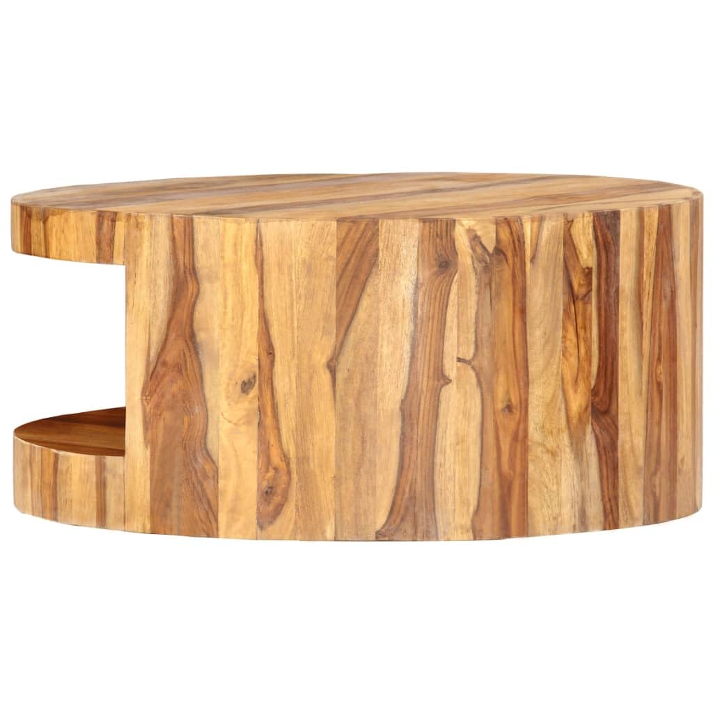 Natural Solid Sheesham Wood Coffee Table 25.6 in Dia W66846