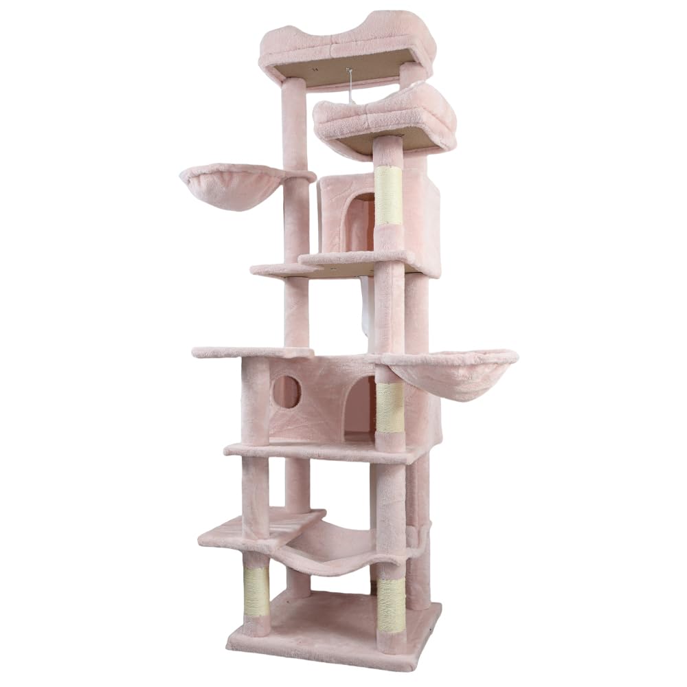 68in Multi Level Cat Tree with Hammocks, Cat Cave, Hanging Basket and Scratching Posts Q65476