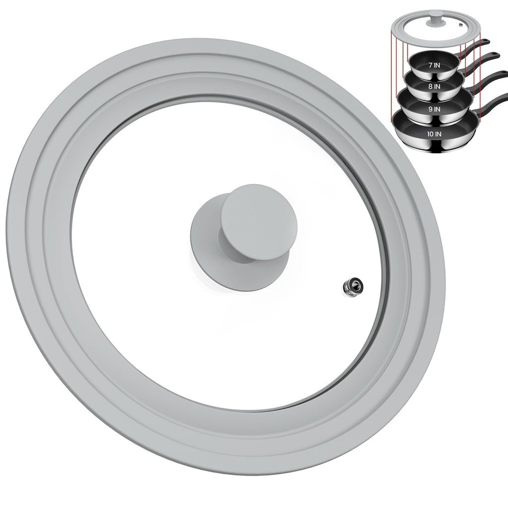Tempered Glass Universal Lid with Silicone Rim Fits 8" 9" 9.5" Cookware H36817