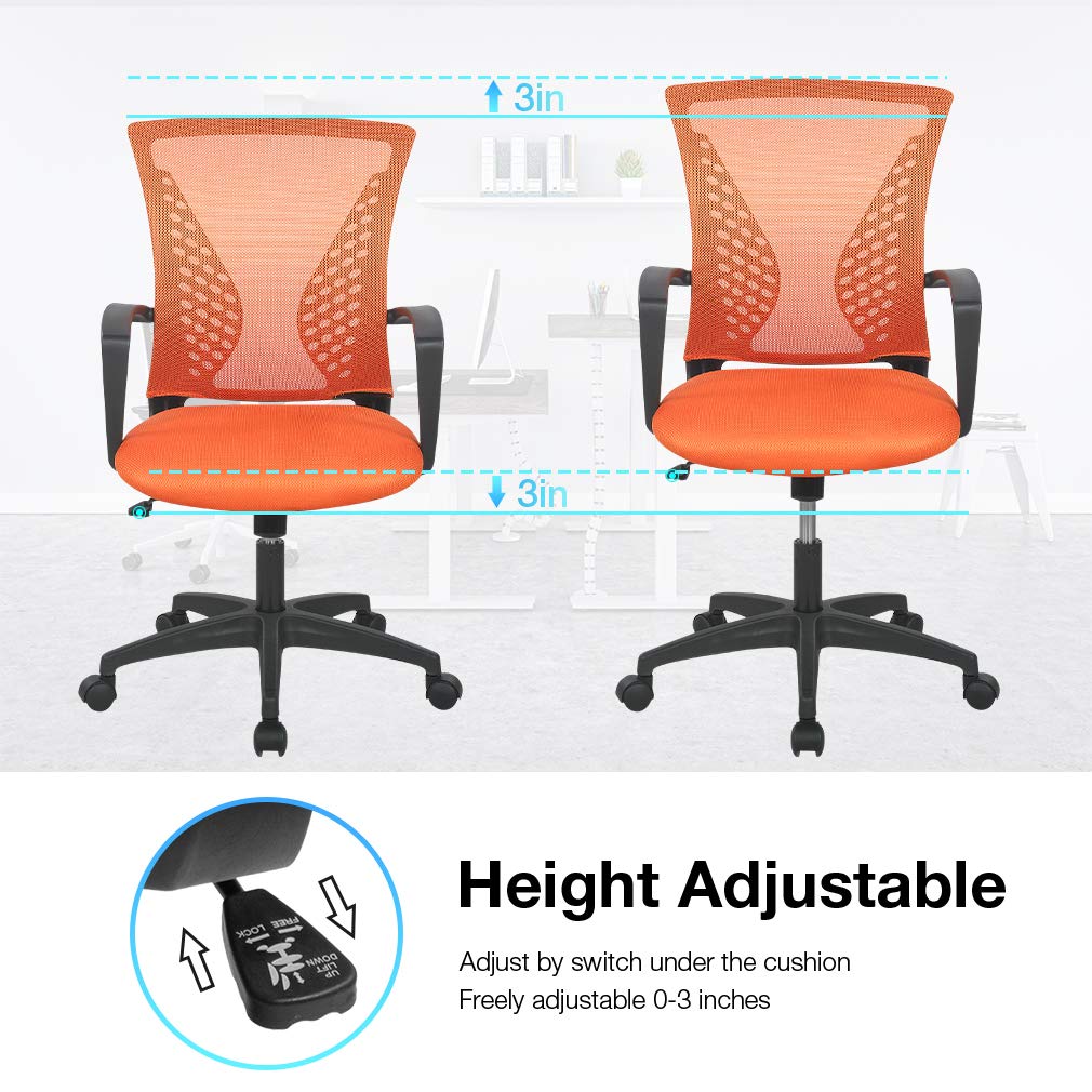 Orange Ergonomic Mesh Office Chair with Lumbar Support Armrest F561