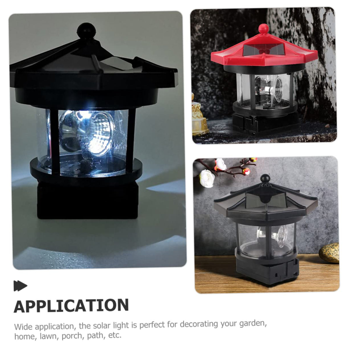 2Pcs Solar Powered Lighthouse Outdoor Garden Light C185