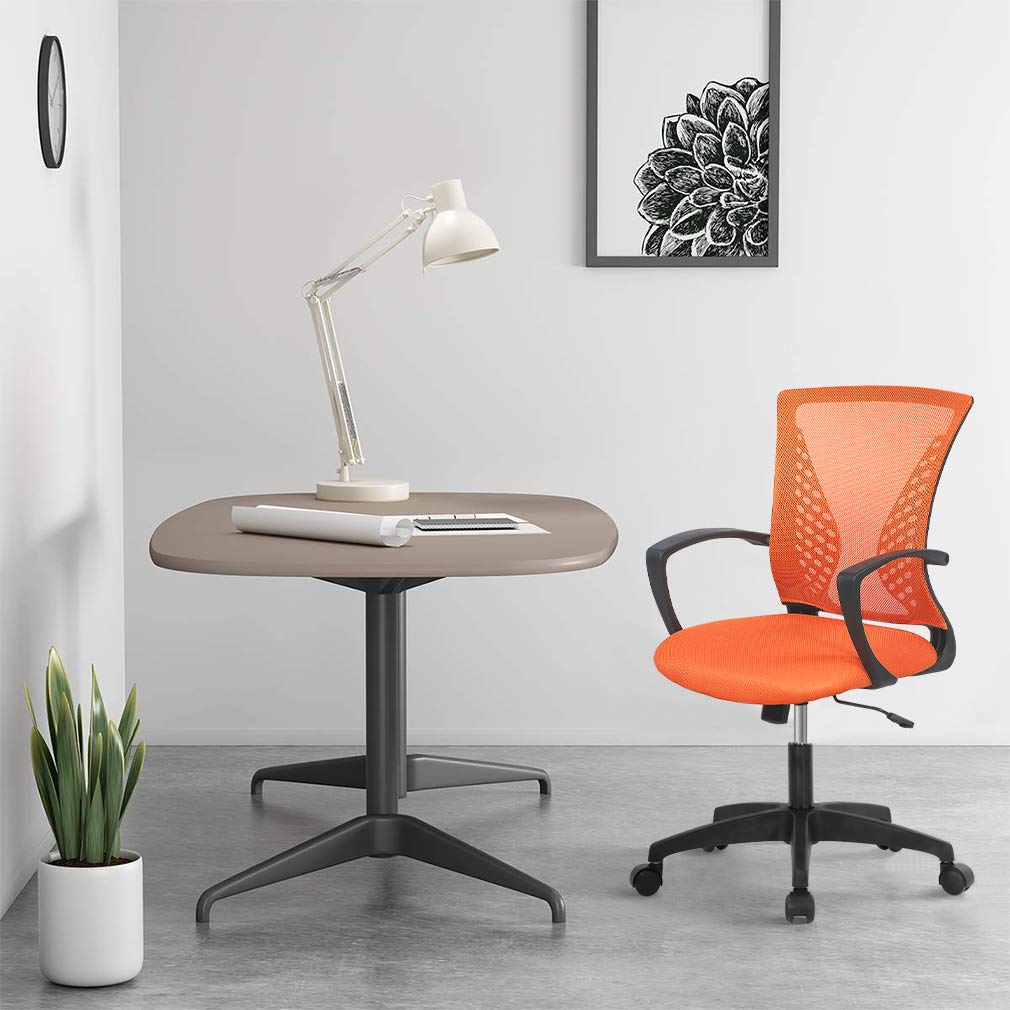 Orange Ergonomic Mesh Office Chair with Lumbar Support Armrest F561