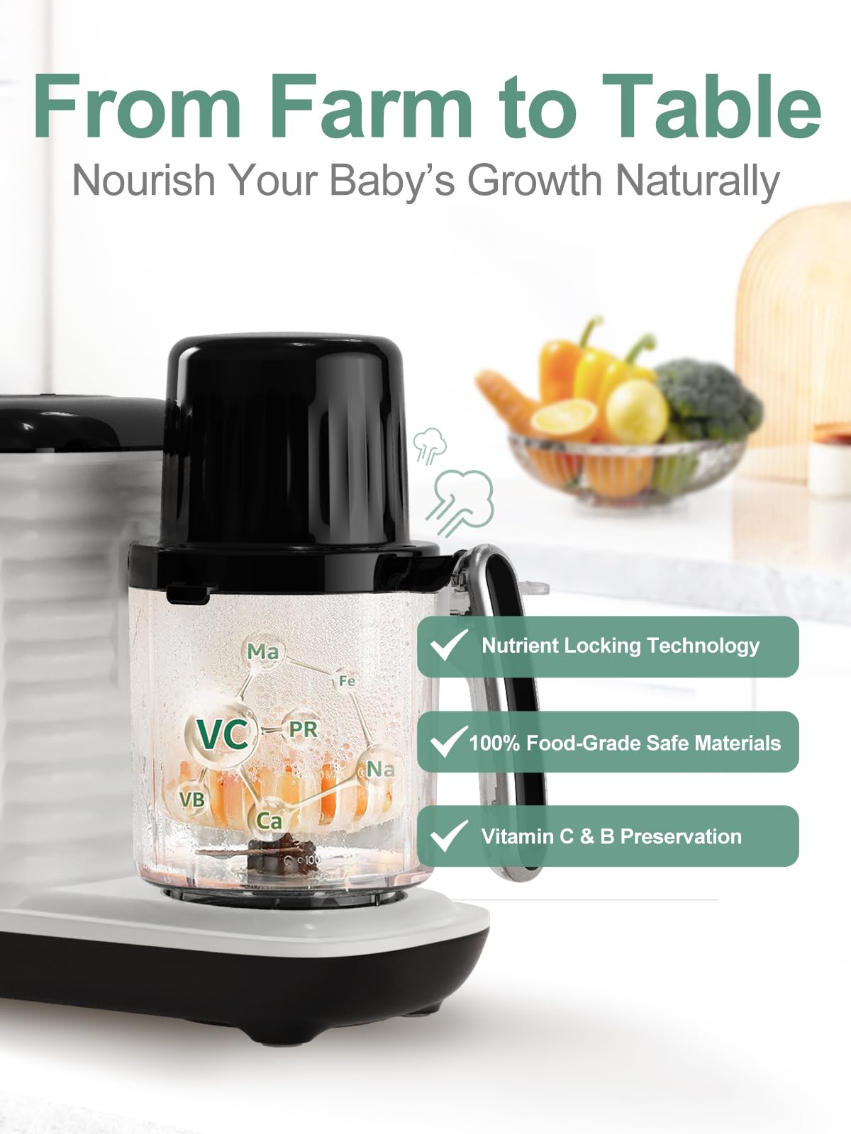Baby Food Maker with Dual-Layer Steam Basket I472