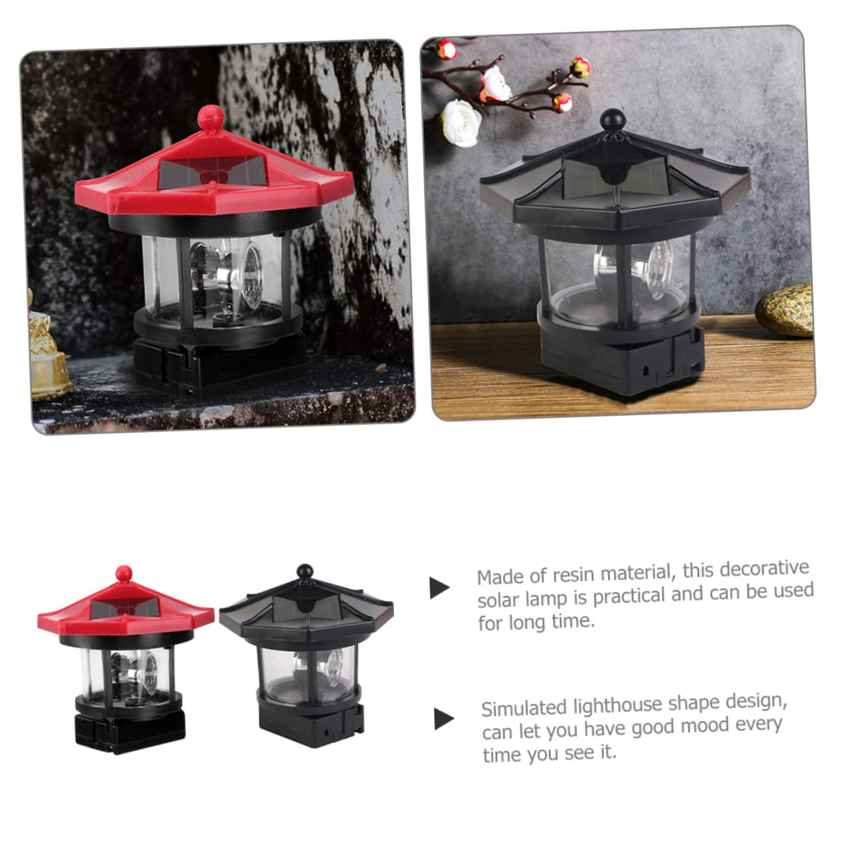 2Pcs Solar Powered Lighthouse Outdoor Garden Light C185