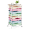 Rolling Storage Cart with 8 Drawers and Wooden Tabletop Q4227