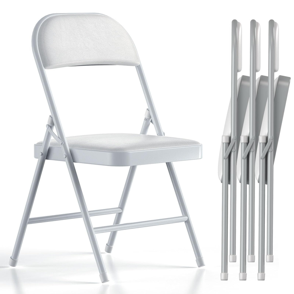 White Vinyl Padded Folding Chairs 4 Pack R26680