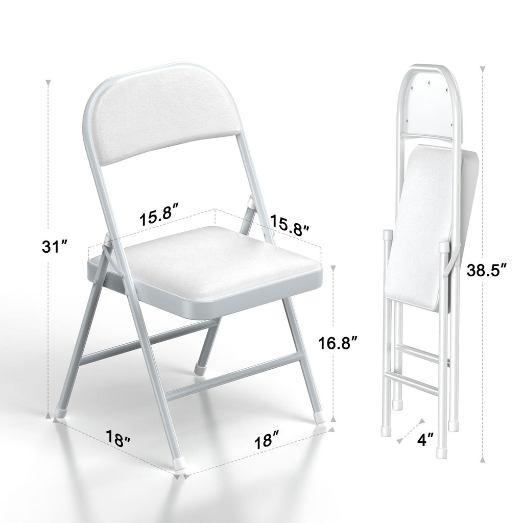 White Vinyl Padded Folding Chairs 4 Pack R26680