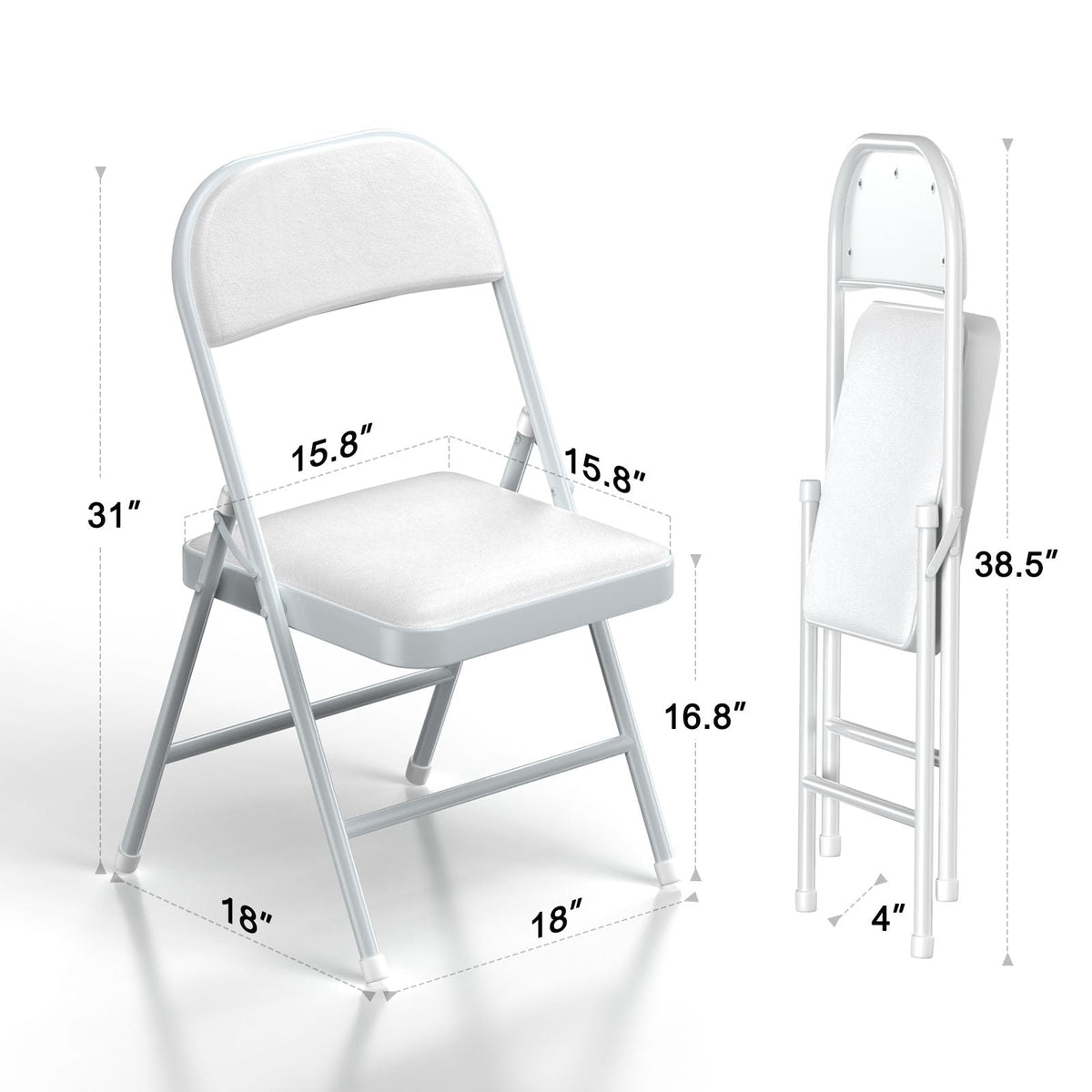 White Vinyl Padded Folding Chairs 4 Pack R26680
