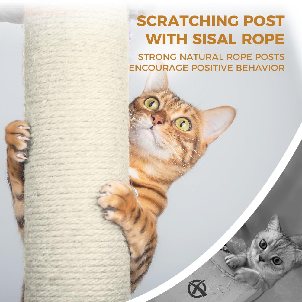 68in Multi Level Cat Tree with Hammocks, Cat Cave, Hanging Basket and Scratching Posts Q65476