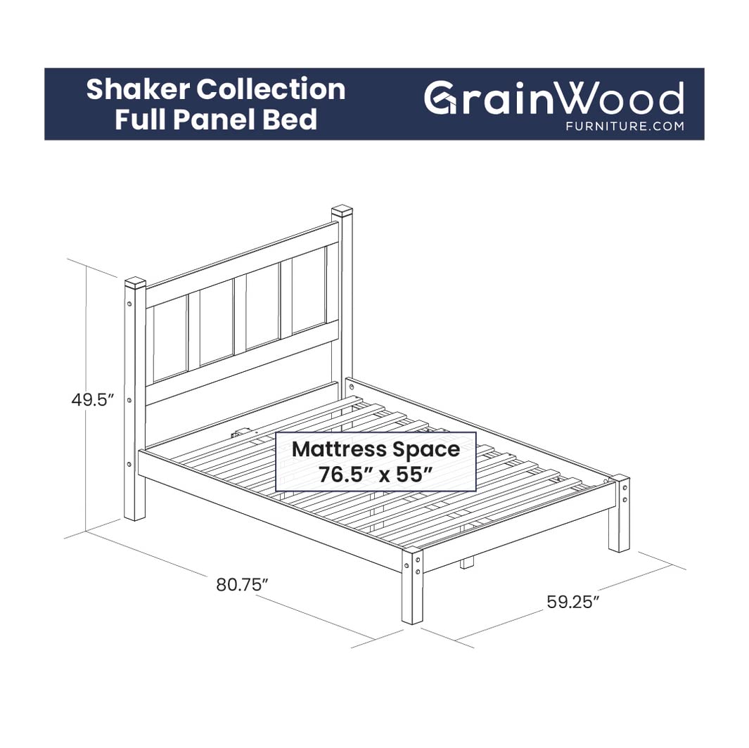 Solid Wood Platform Bed, Full Size, Cherry R278