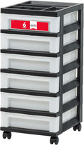 6 Drawer Rolling Storage Cart with Organizer Top, Black Y856621