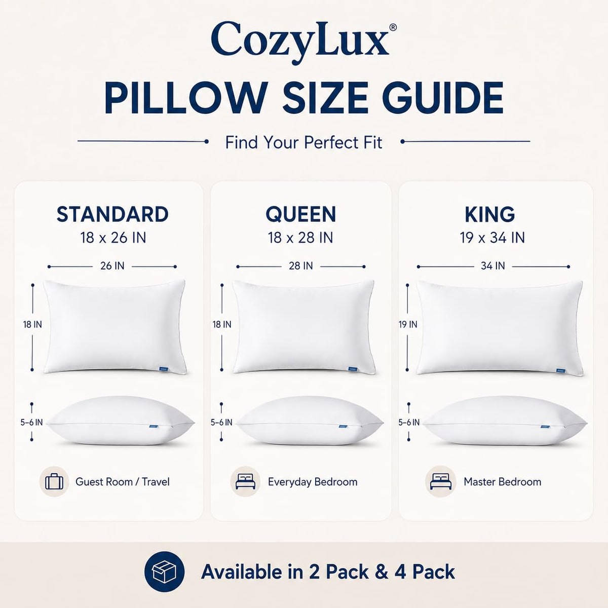 King Size Set of 2 Bed Pillows F549