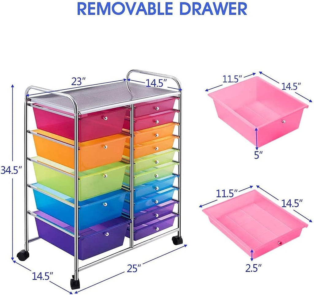 15 Drawer Rolling Storage Cart with Wheels G140