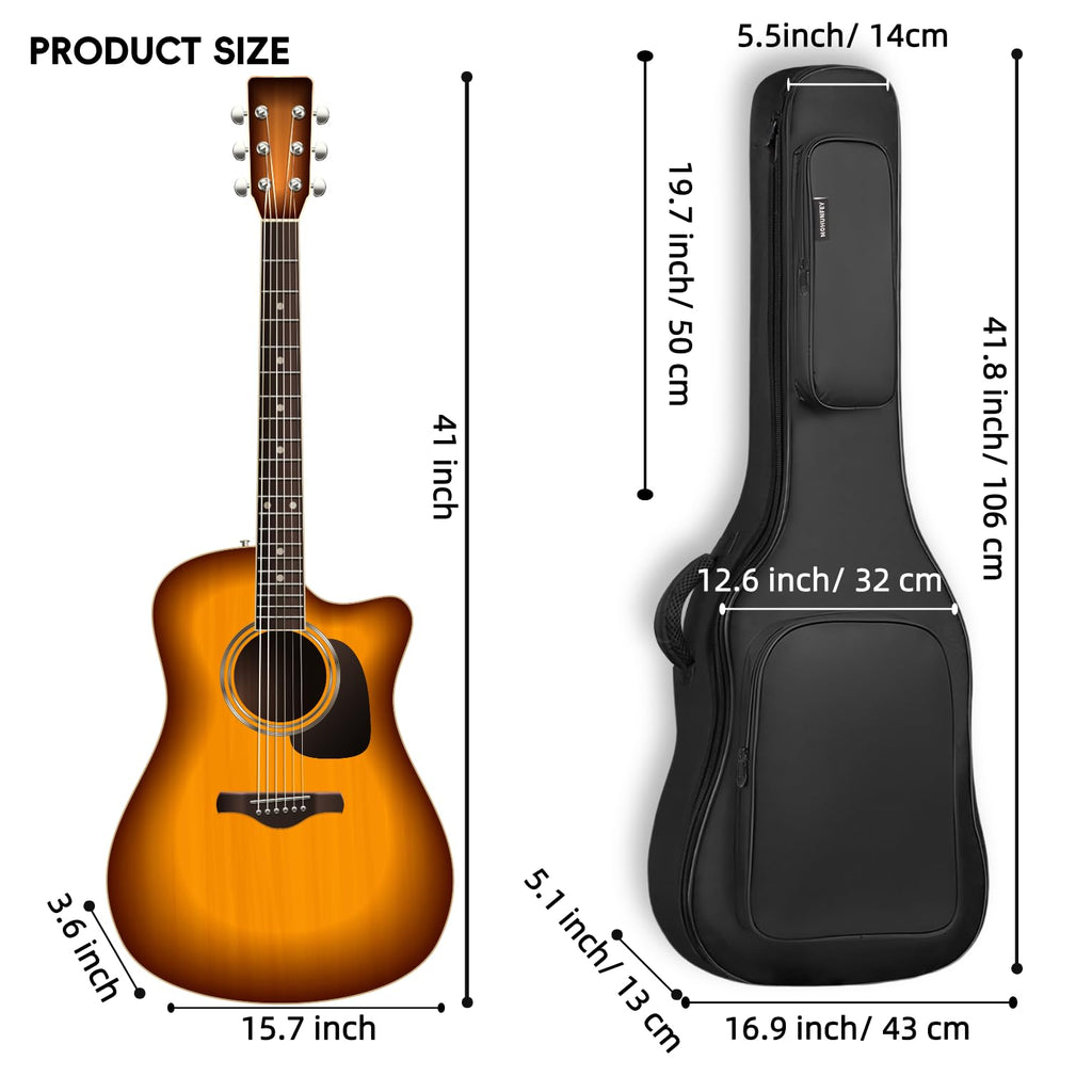 Black Acoustic Guitar Gig Bag with Adjustable Shoulder Strap R29371