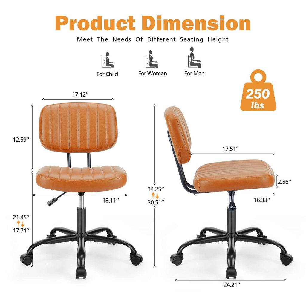 Orange Adjustable Height Swivel Rolling Office Chair X755