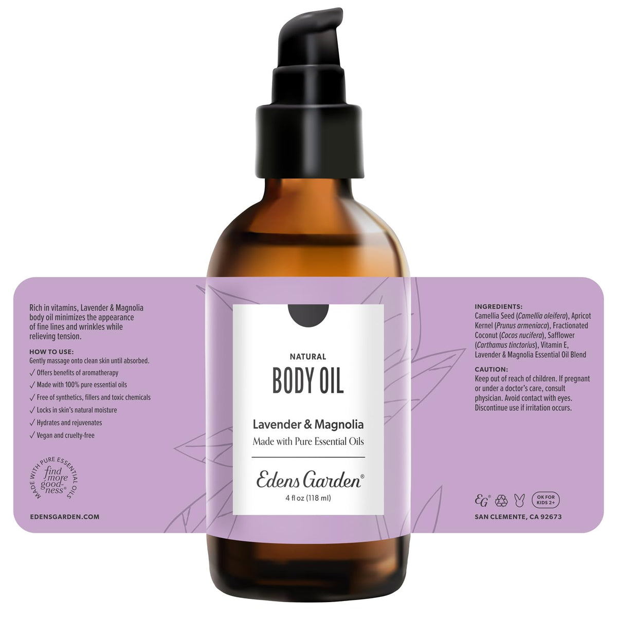 Lavender Magnolia Bath & Body Oil 4 fl oz A317