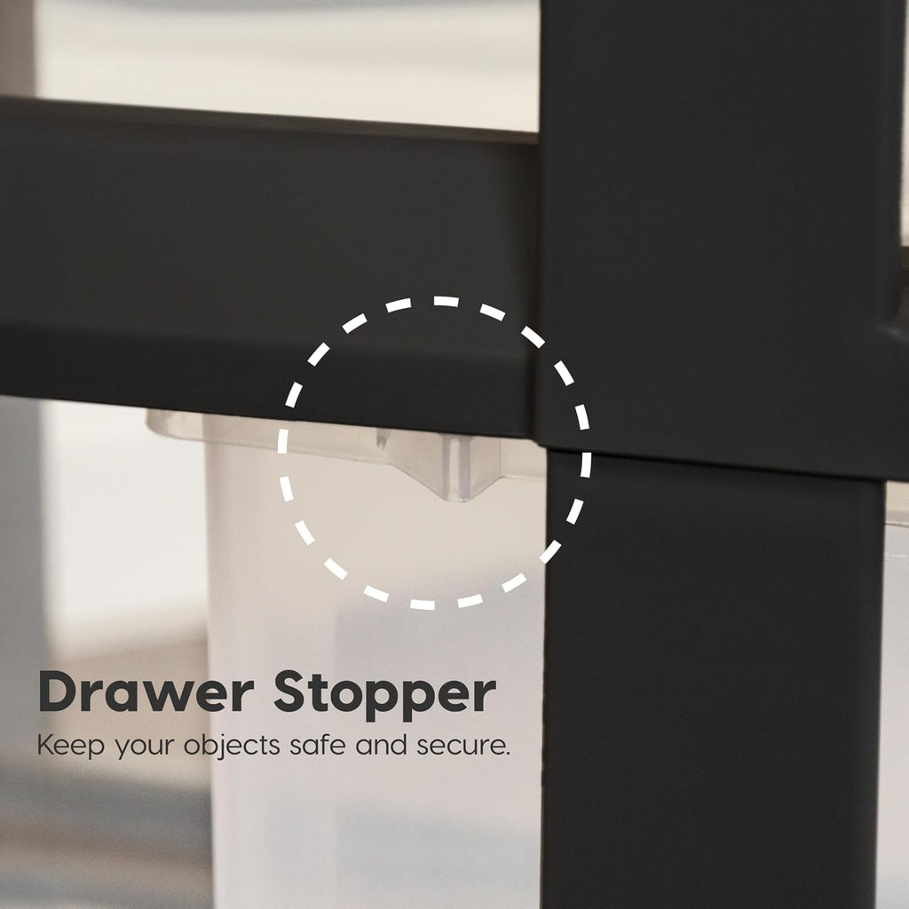 6 Drawer Rolling Storage Cart with Organizer Top, Black Y856621