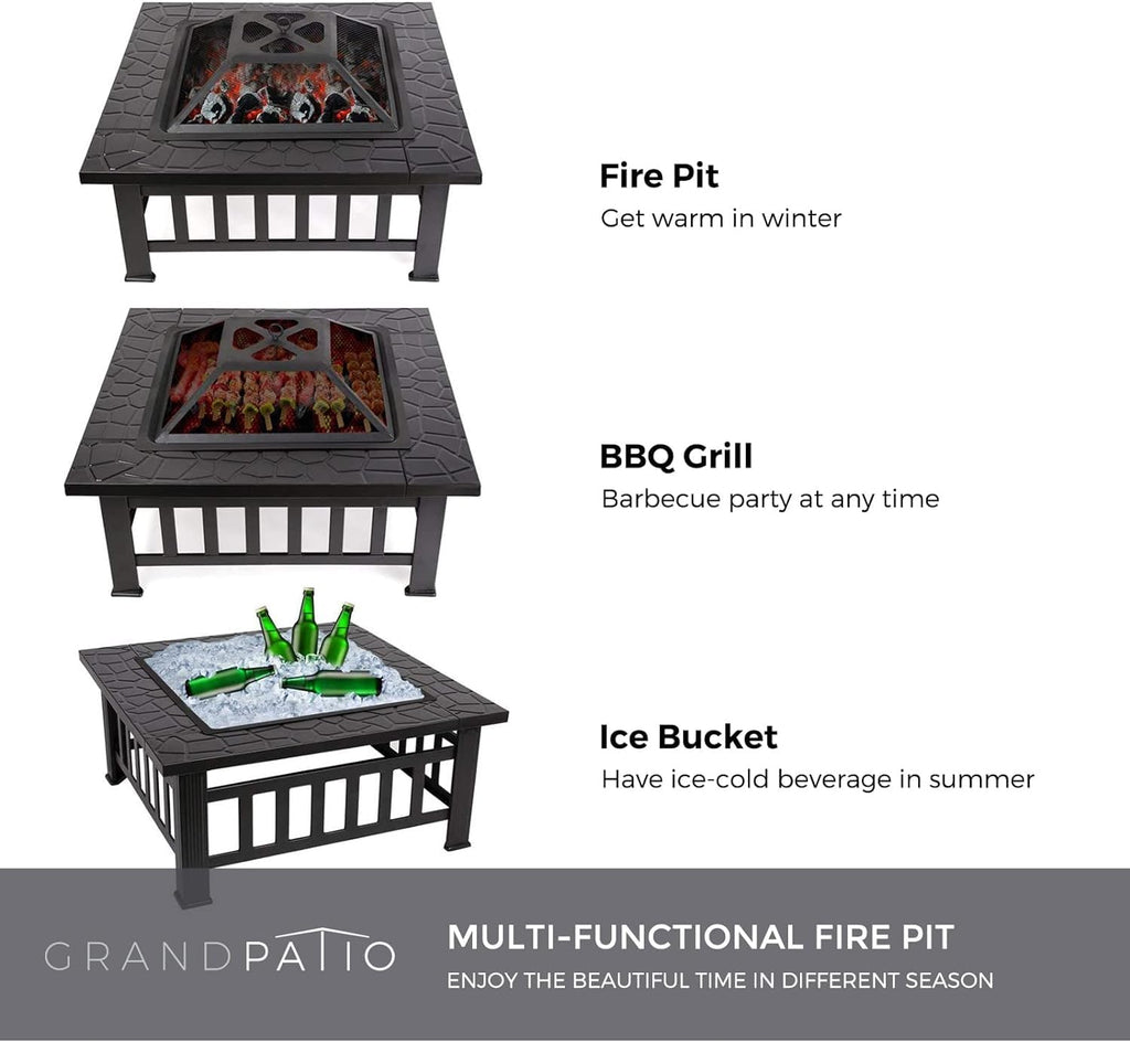 32'' Black Wood Burning Outdoor Fire Pit Z2708
