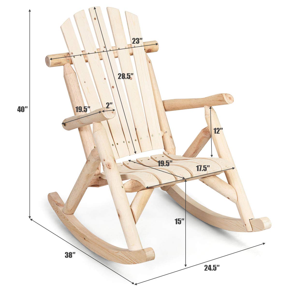 Log Rocking Chair Set I8942