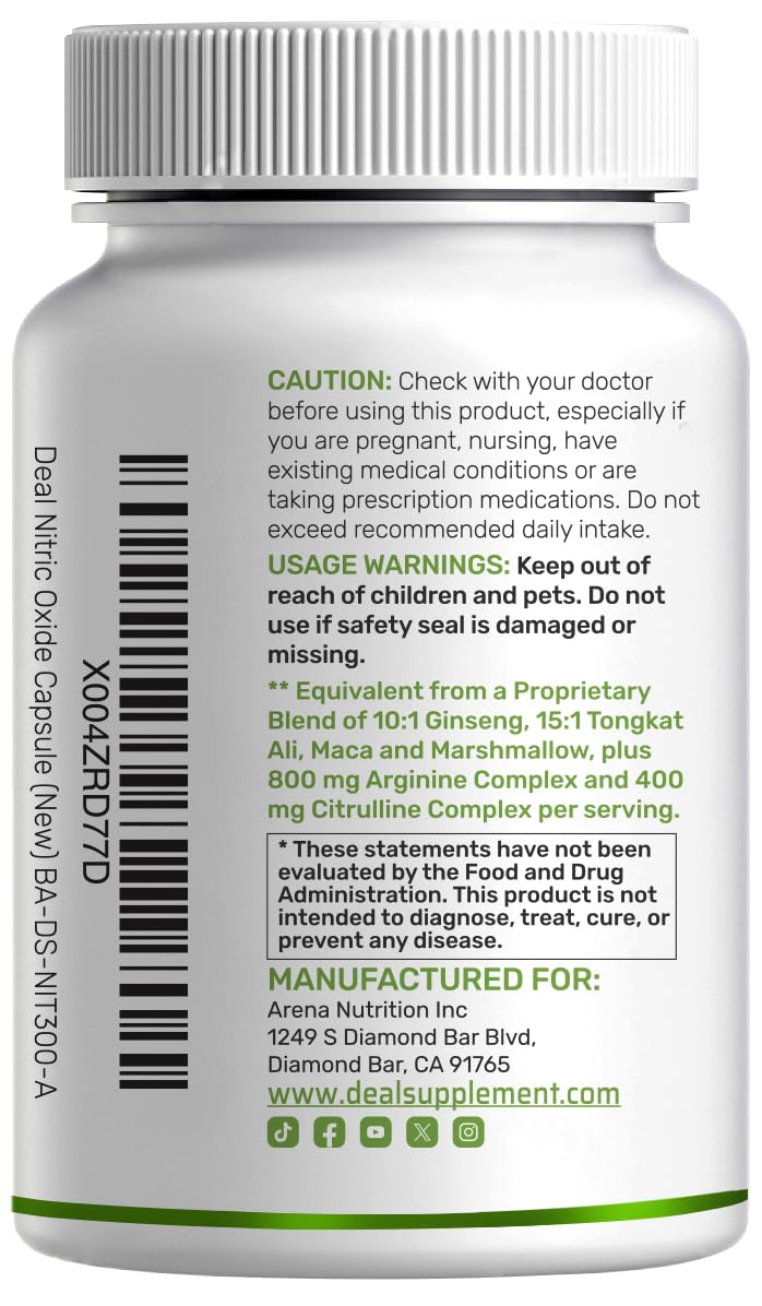 3,000mg 300 Capsules Nitric Oxide Supplement V507358