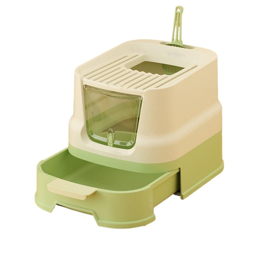 Enclosed Plastic Cat Litter Box with Lid and Scoop D72713