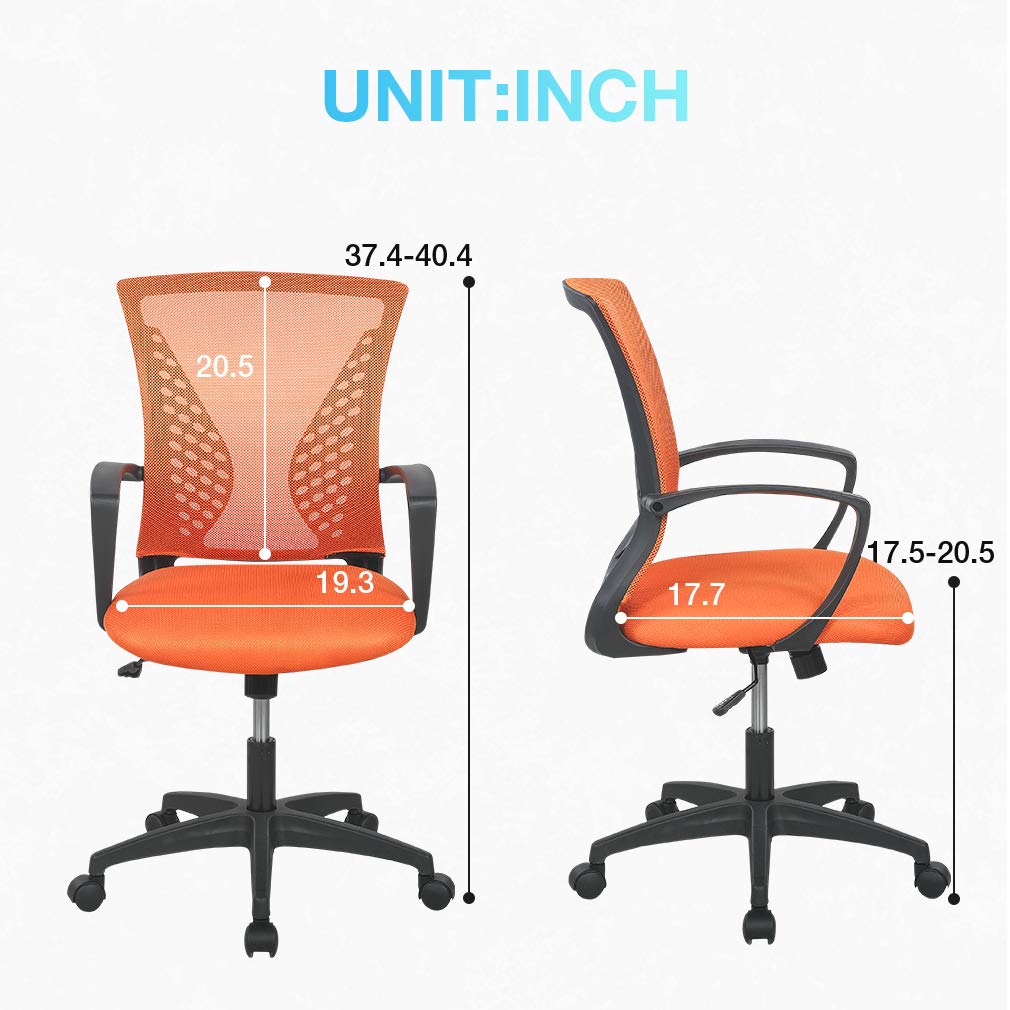 Orange Ergonomic Mesh Office Chair with Lumbar Support Armrest F561