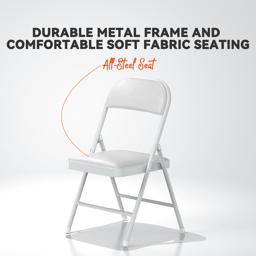 White Vinyl Padded Folding Chairs 4 Pack R26680