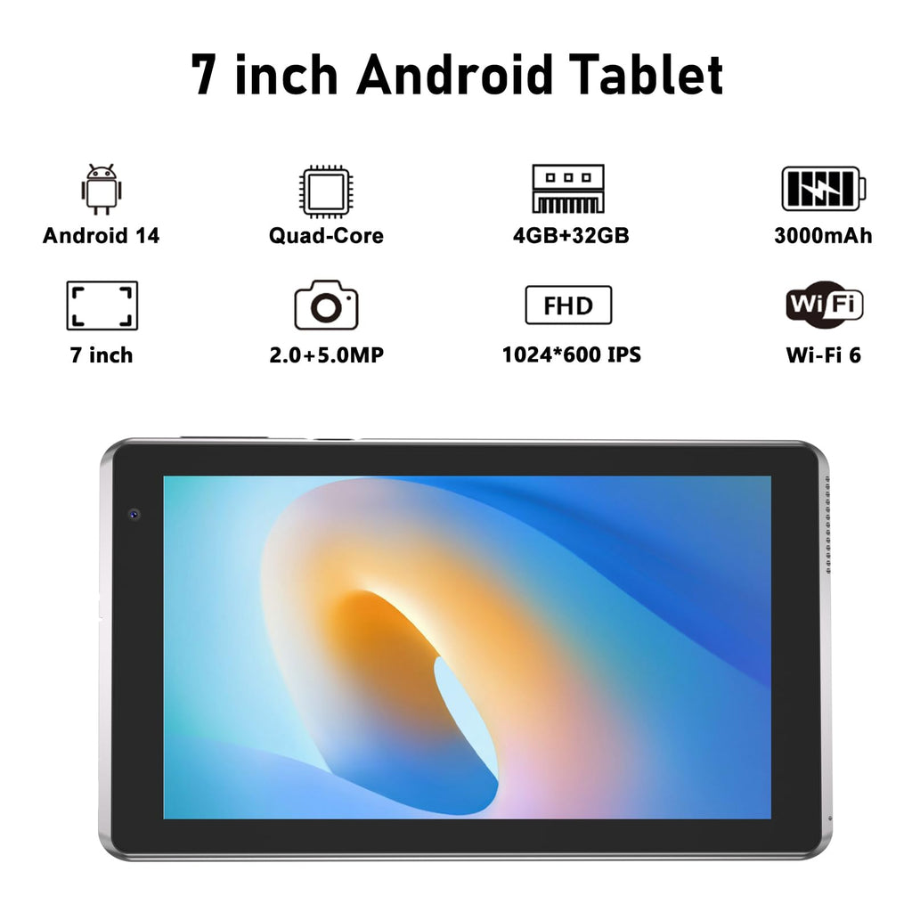 Android 15 Tablet 7 inch 8GB RAM 32GB ROM Quad-Core Tablet PC M723802