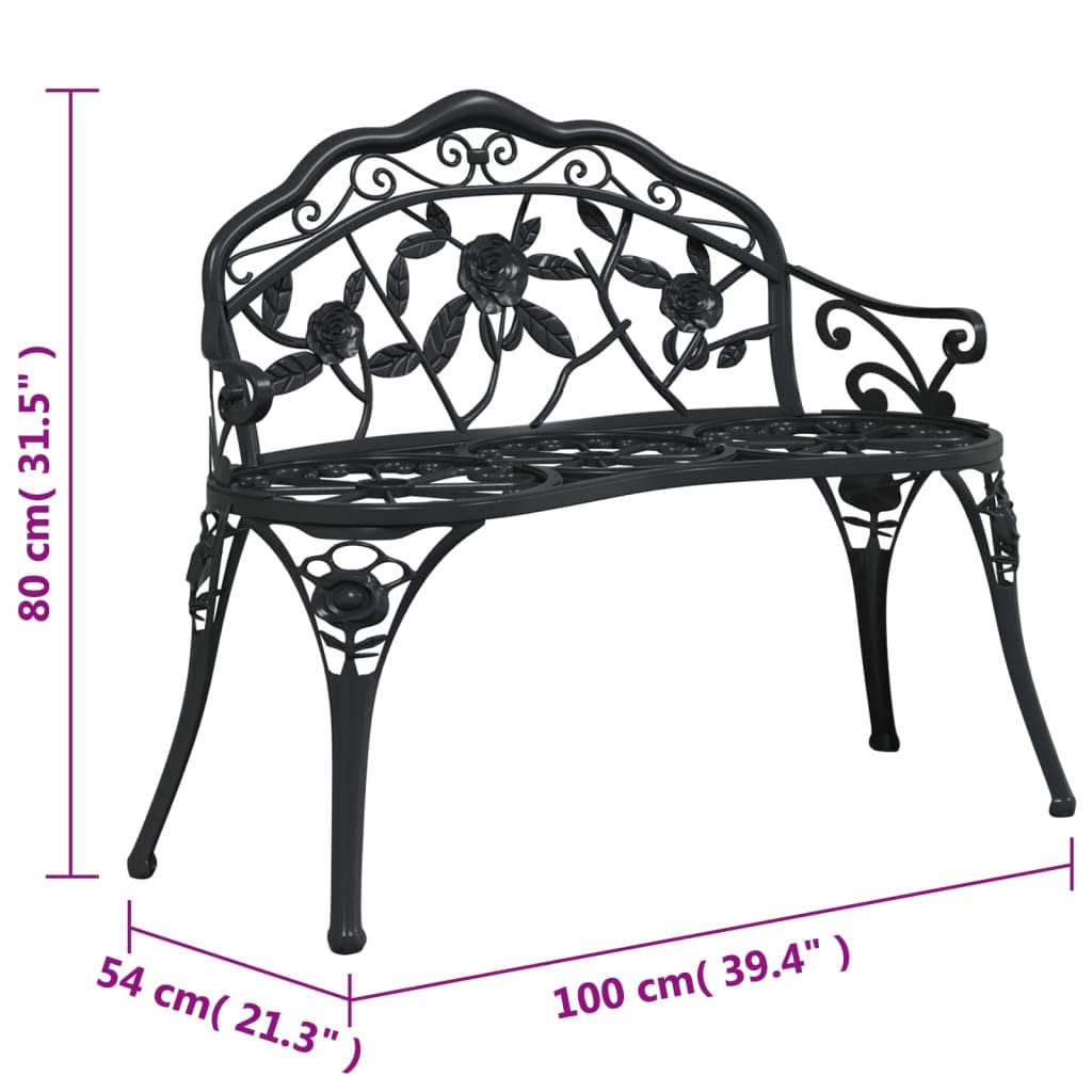 Cast Aluminum Black Patio Bench A42779
