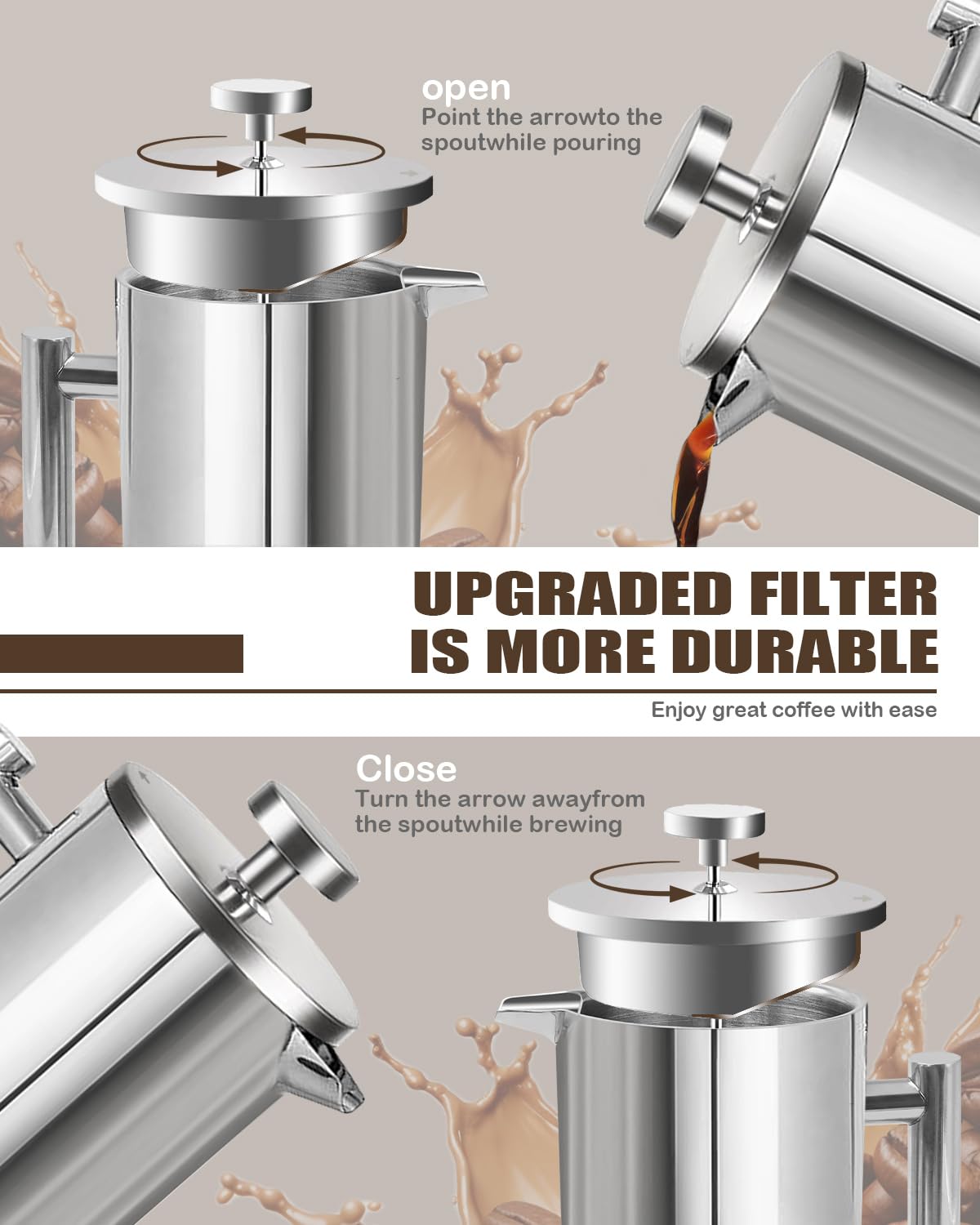 French Press Coffee Maker Stainless Steel 17 OZ U629105