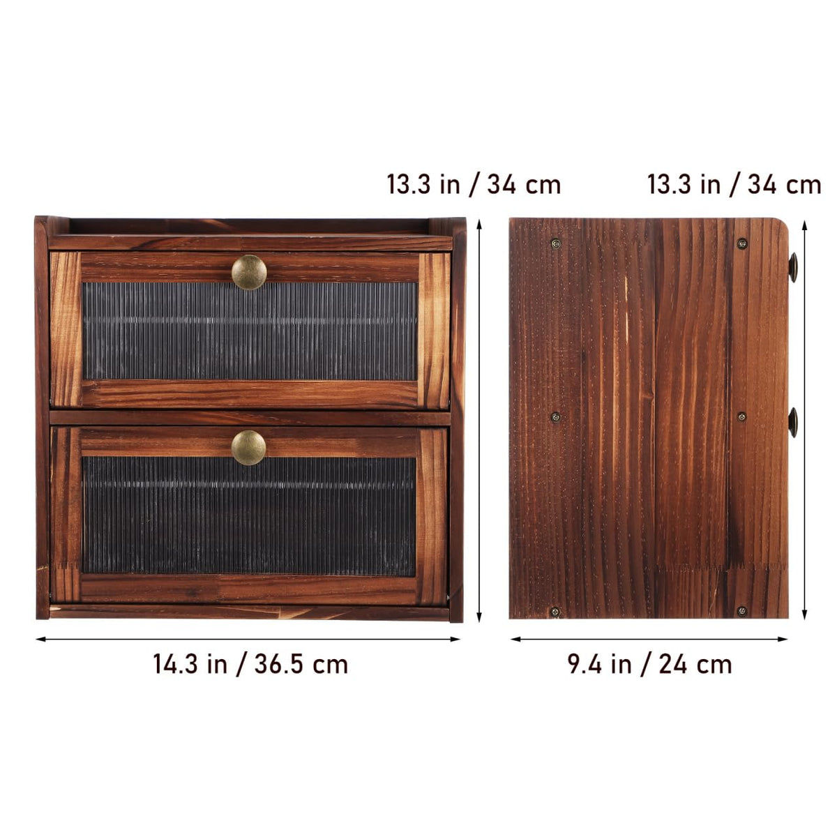 Wooden Bread Box 2 Tier Countertop Storage Organizer C457