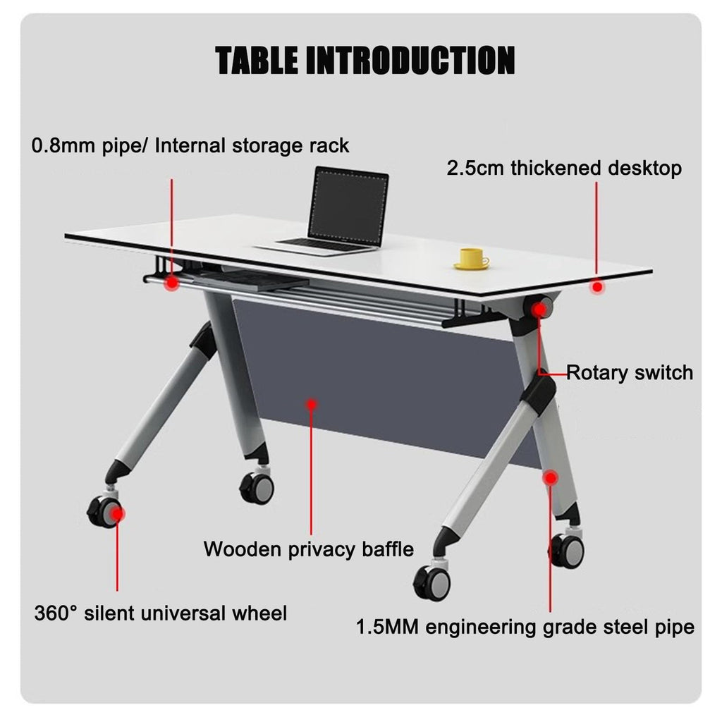Folding Conference Table with Wood Top & Metal Frame A480011