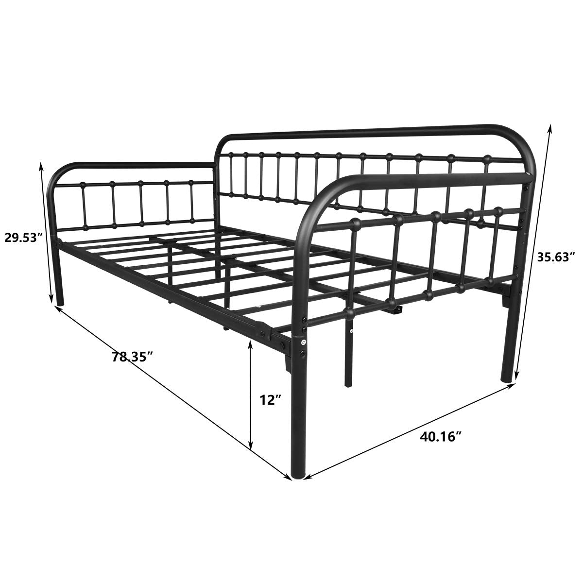 Metal Daybed Frame Twin Day Bed Black J37075