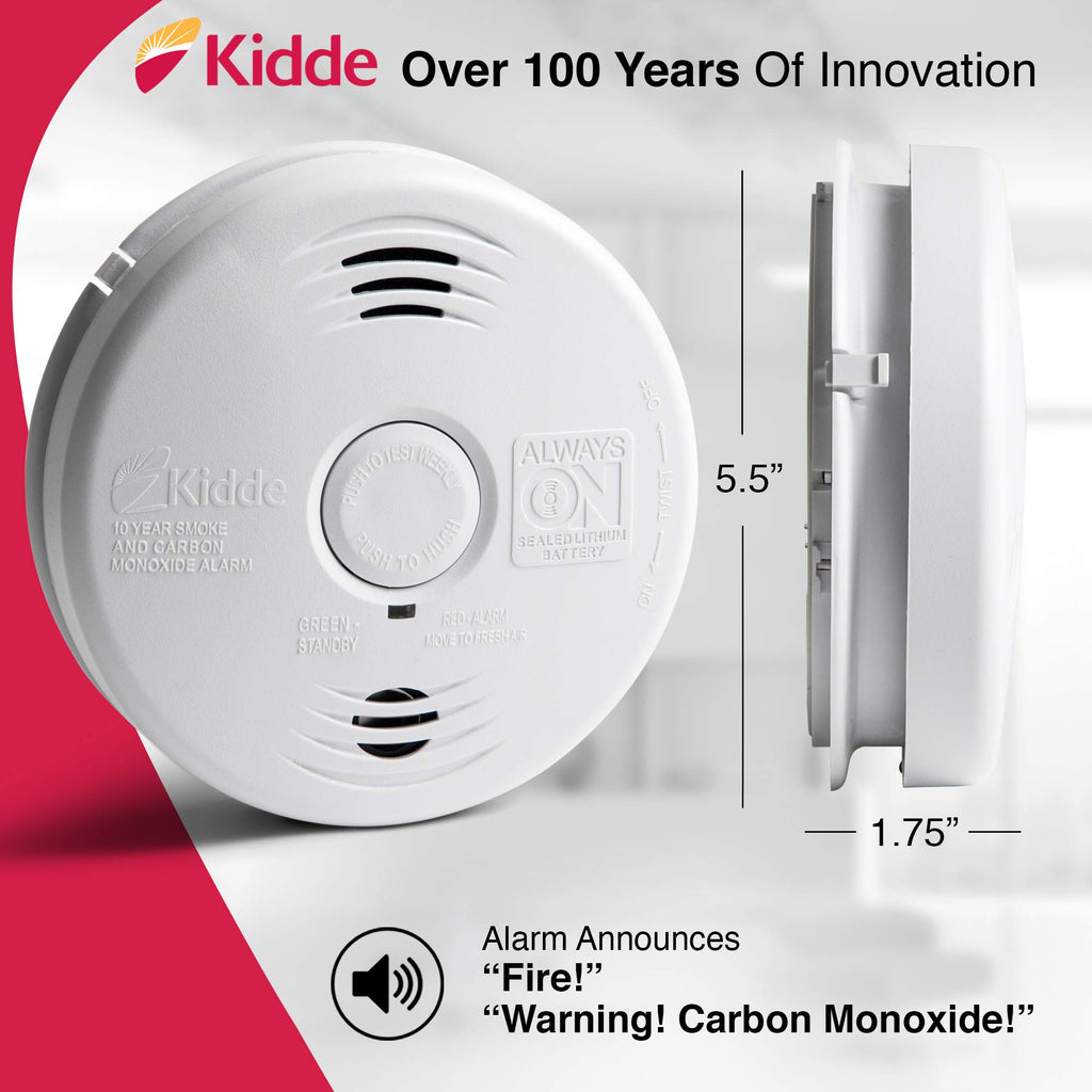 Hardwired Smoke and Carbon Monoxide Detector Alarm with Voice Warning, White U826941