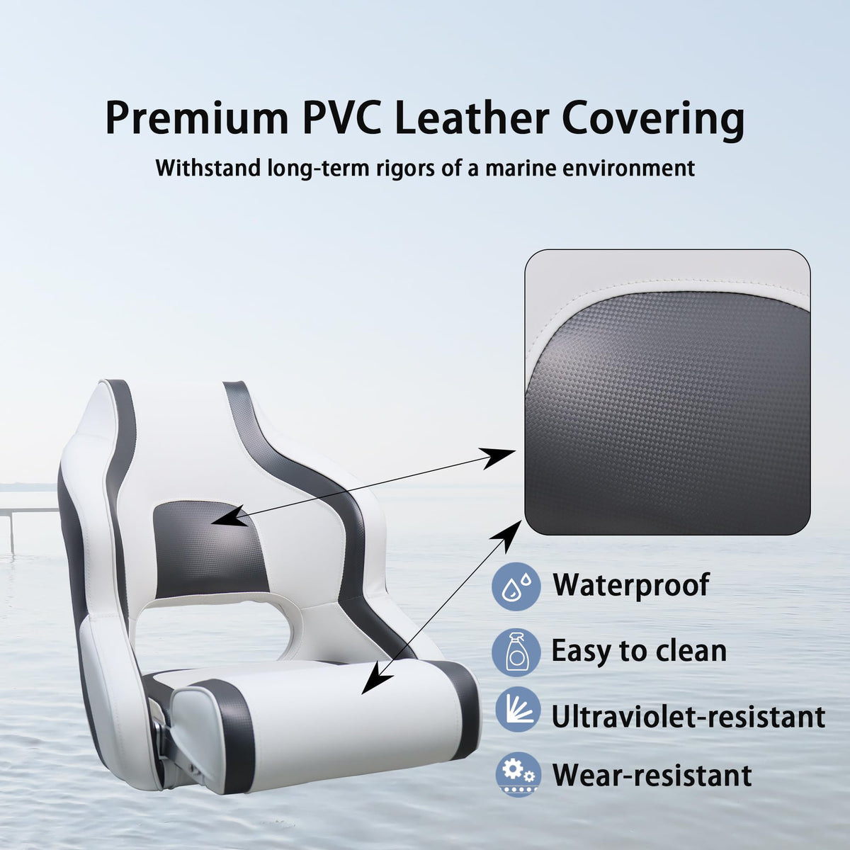 White Black Boat Seat M7222