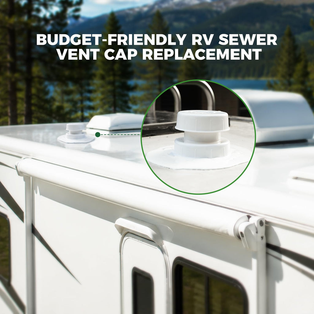 White RV Vent Cap for 1 to 2 3/8" Pipe G570550