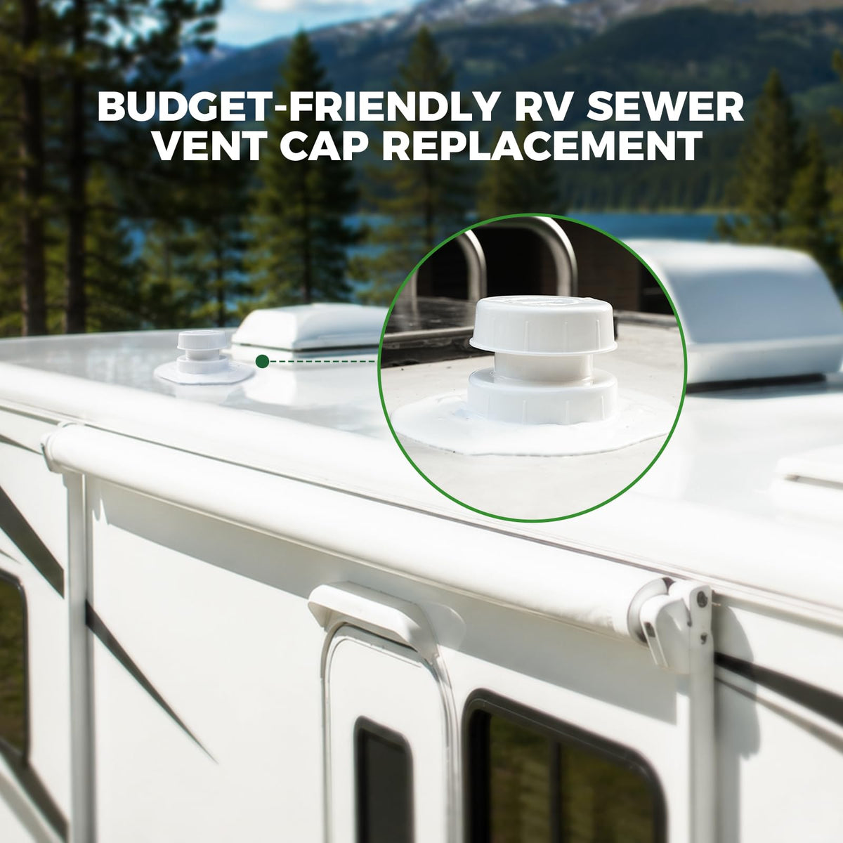 White RV Vent Cap for 1 to 2 3/8" Pipe G570550