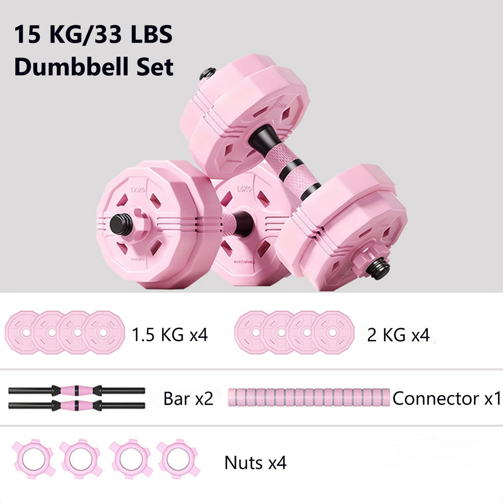 Adjustable Dumbbells Set 2 in 1 Free Weights Dumbbell Barbell Set H79536