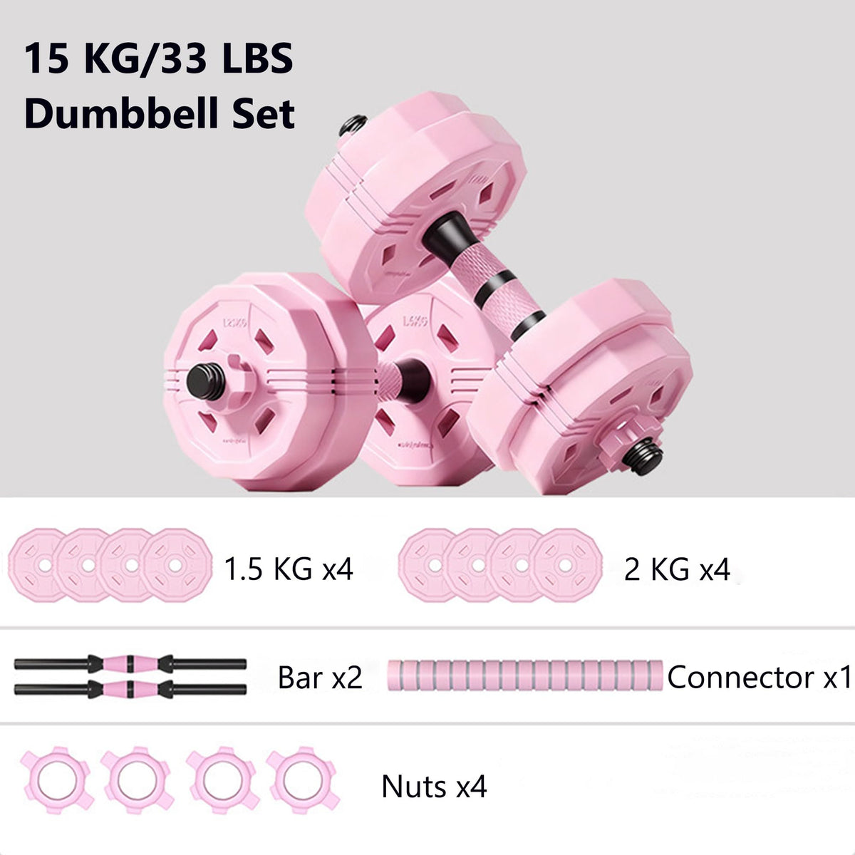 Adjustable Dumbbells Set 2 in 1 Free Weights Dumbbell Barbell Set H79536